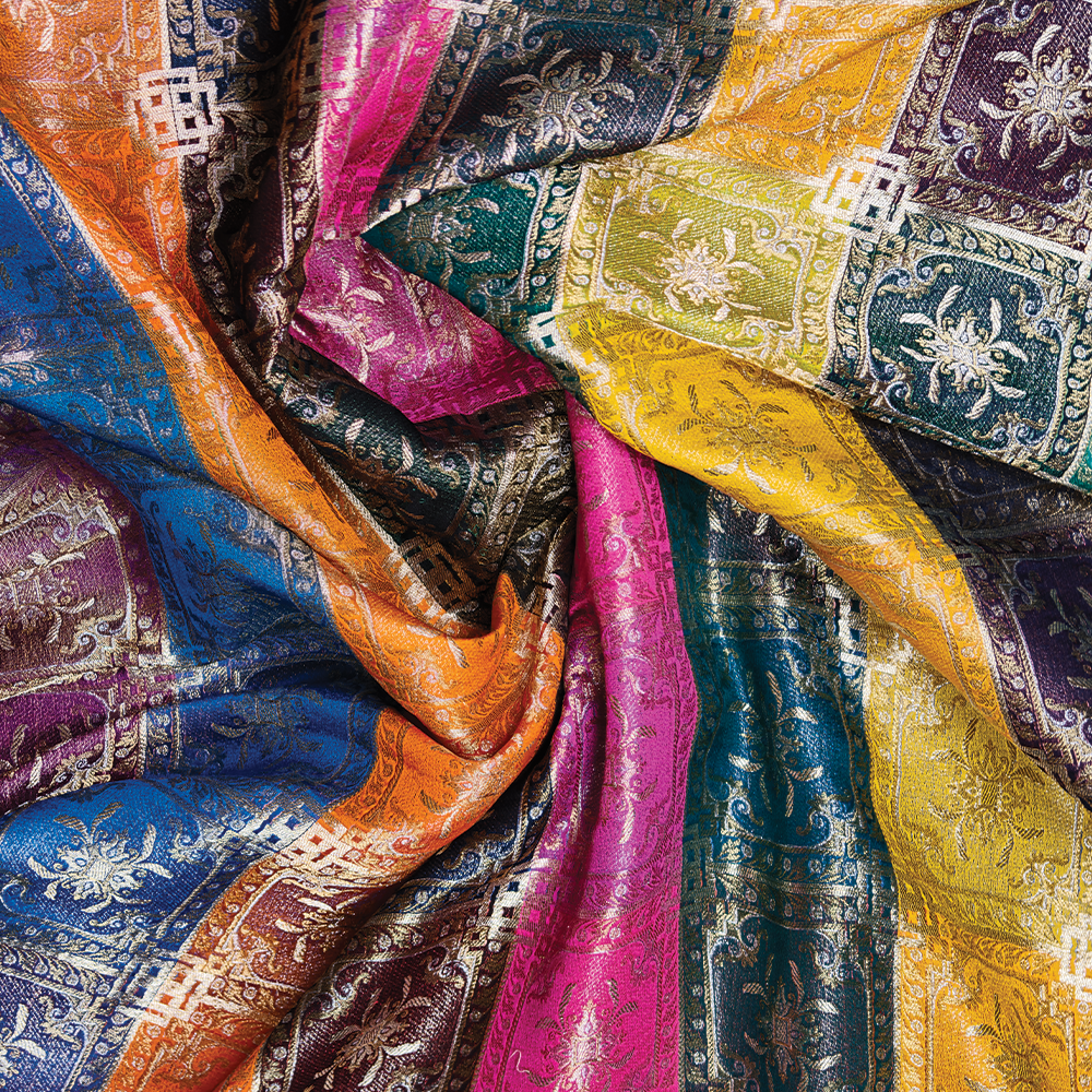 Dhanak Bazm — Pure Katan Satin Multicolour - Zahra Maham