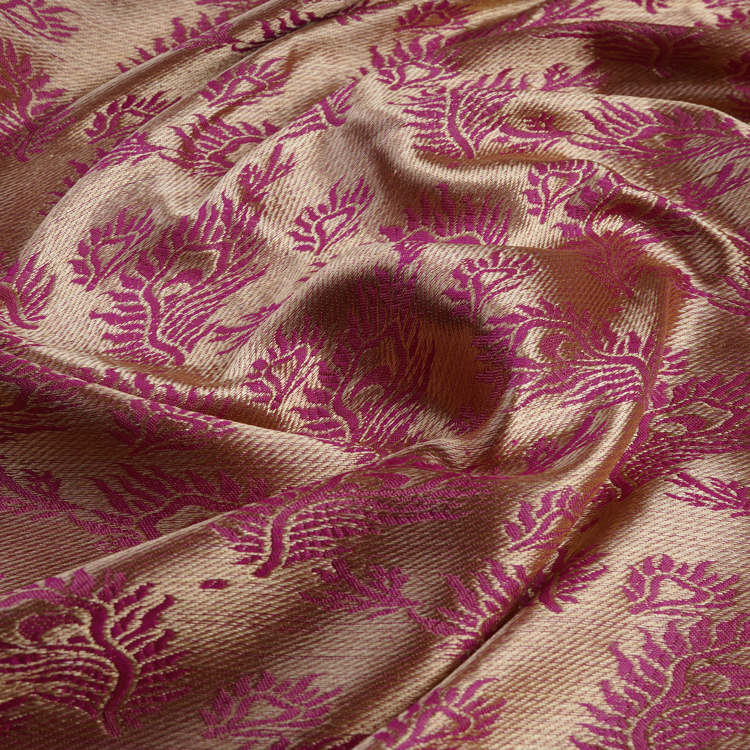 Morzaat – Pure Katan Satin with Peacock Feather Pattern