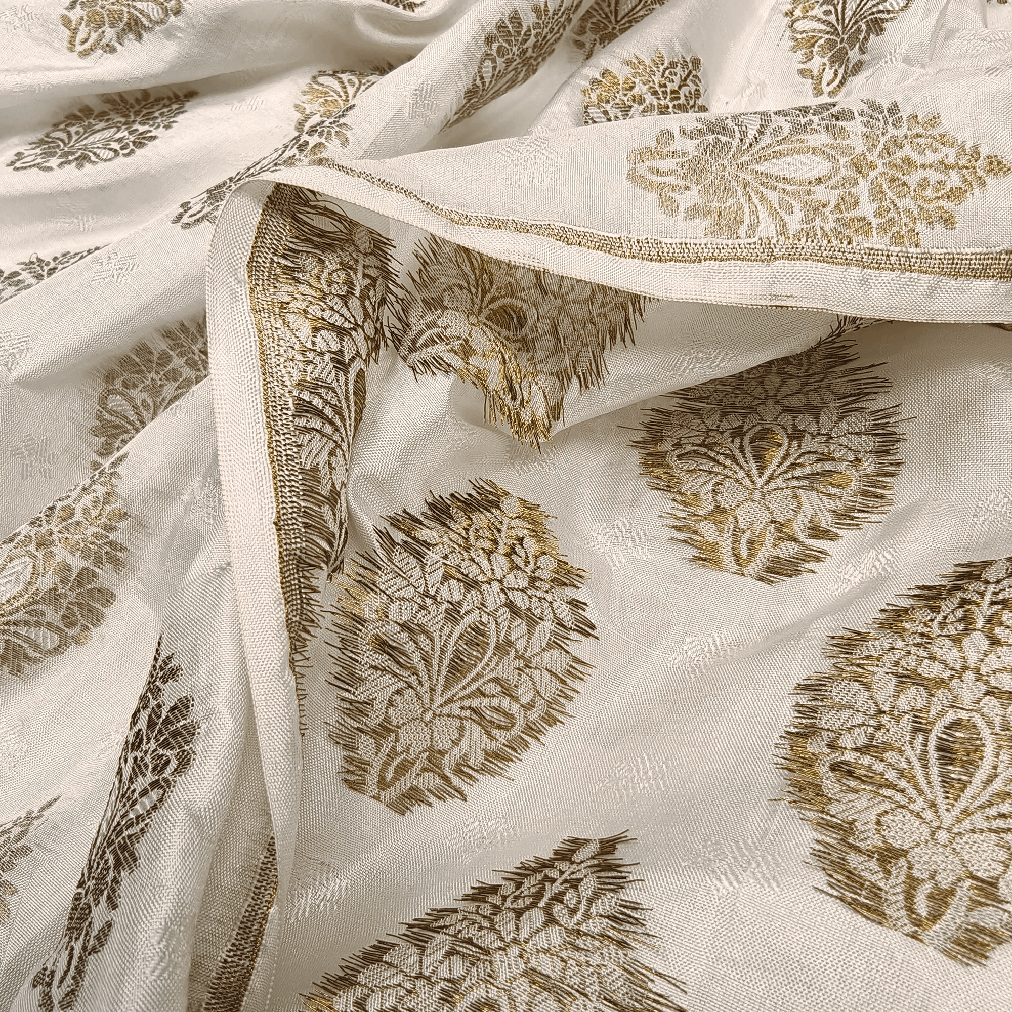 Fakhar-e-Shahi – Shahi Katan Self Jamawar with Antique Zari Art - Zahra Maham