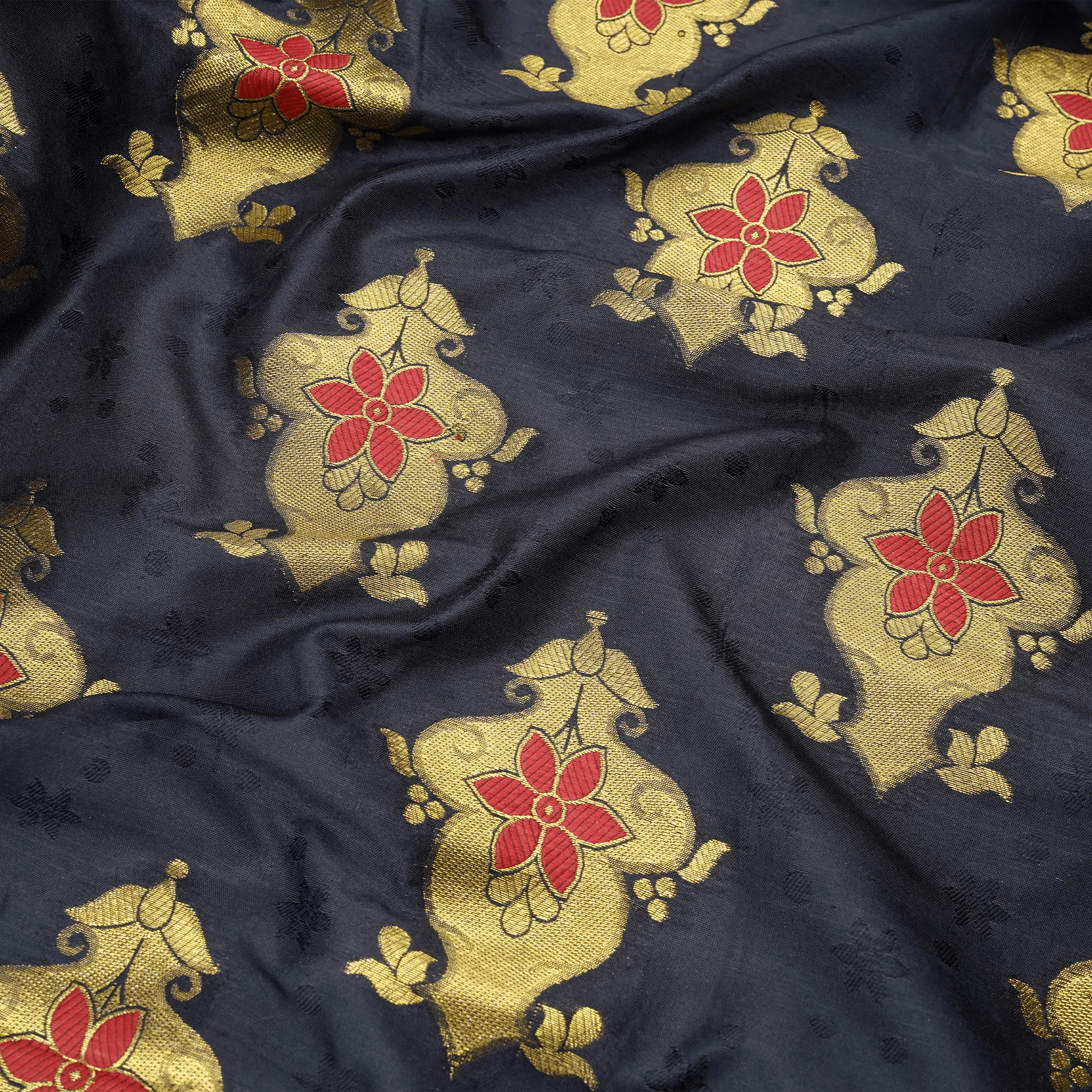 Fasana – Self Jamawar Blended Katan Silk with Mughal Bunch Pattern - Zahra Maham
