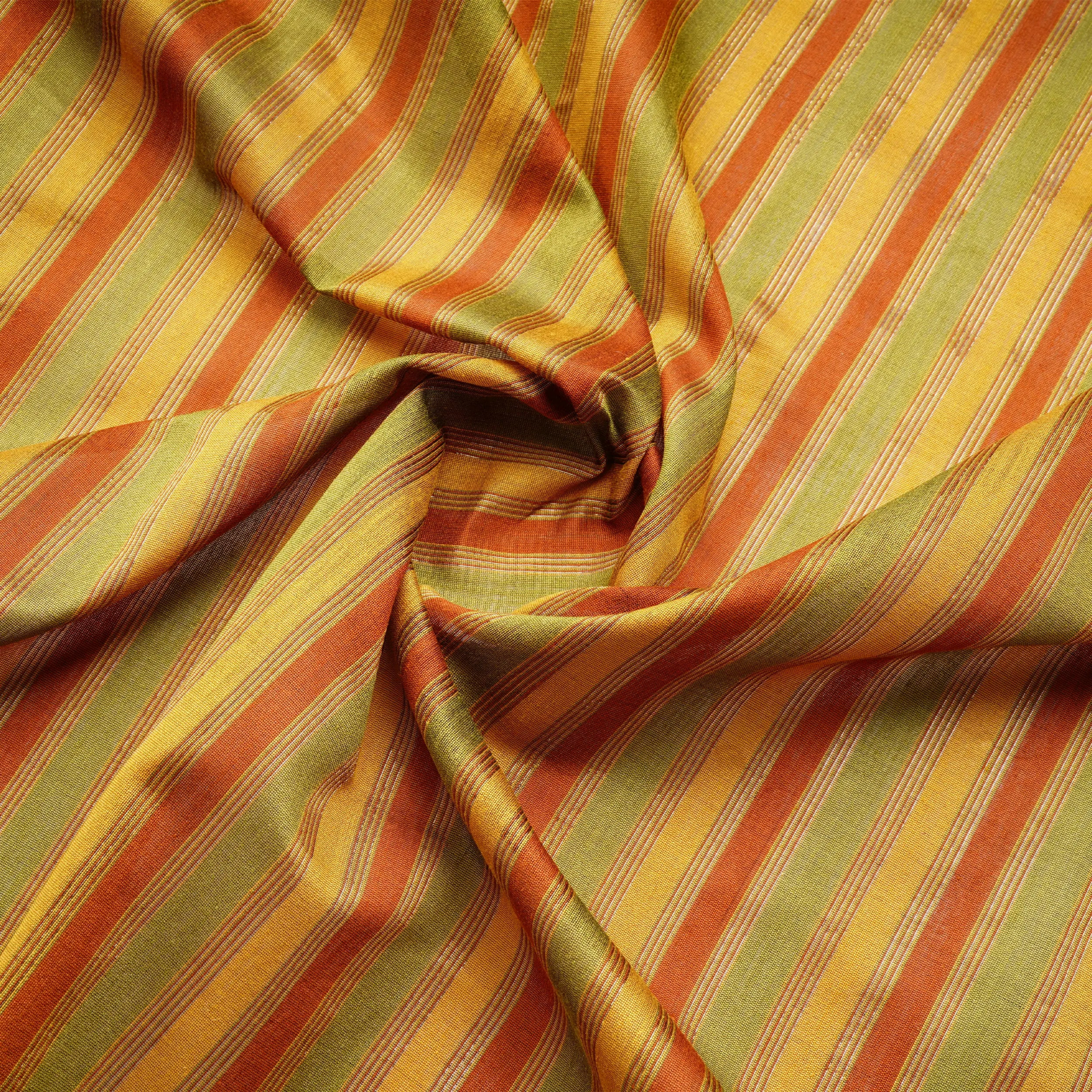 Fitoor – Striped Pure 3-Ply Spun Silk Fabric - Zahra Maham