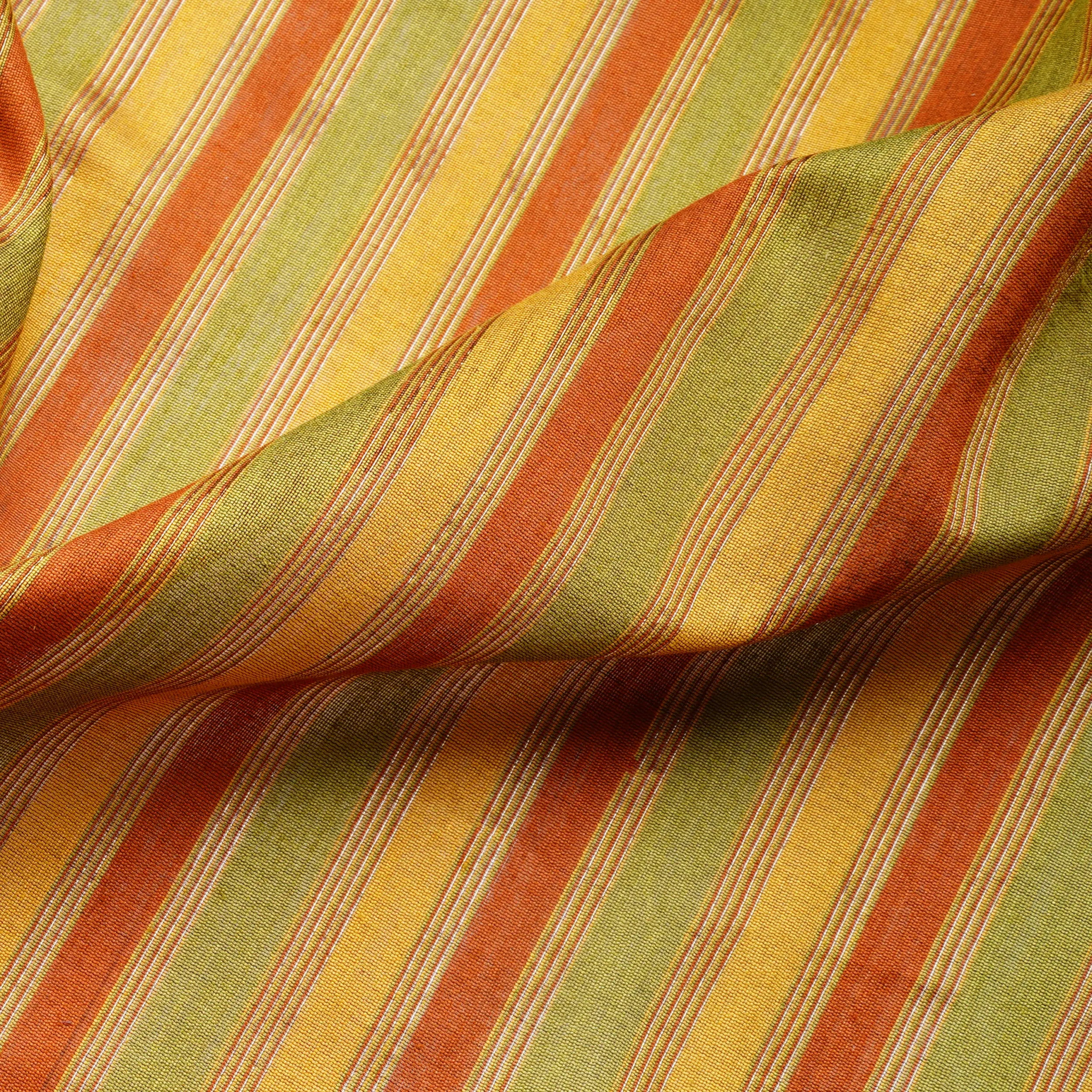 Fitoor – Striped Pure 3-Ply Spun Silk Fabric - Zahra Maham