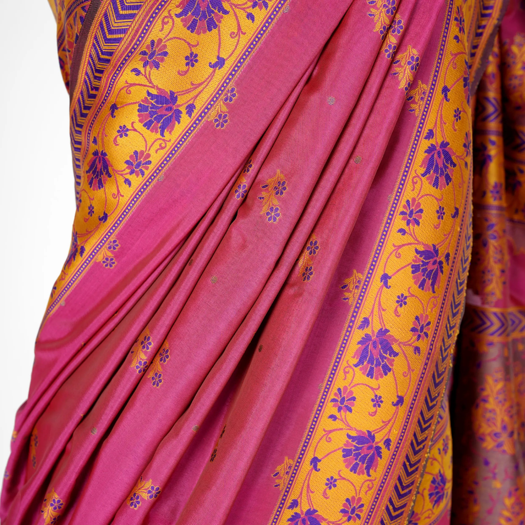 'Gulabiya' – Floral Buti & Floral Border Saree - Zahra Maham