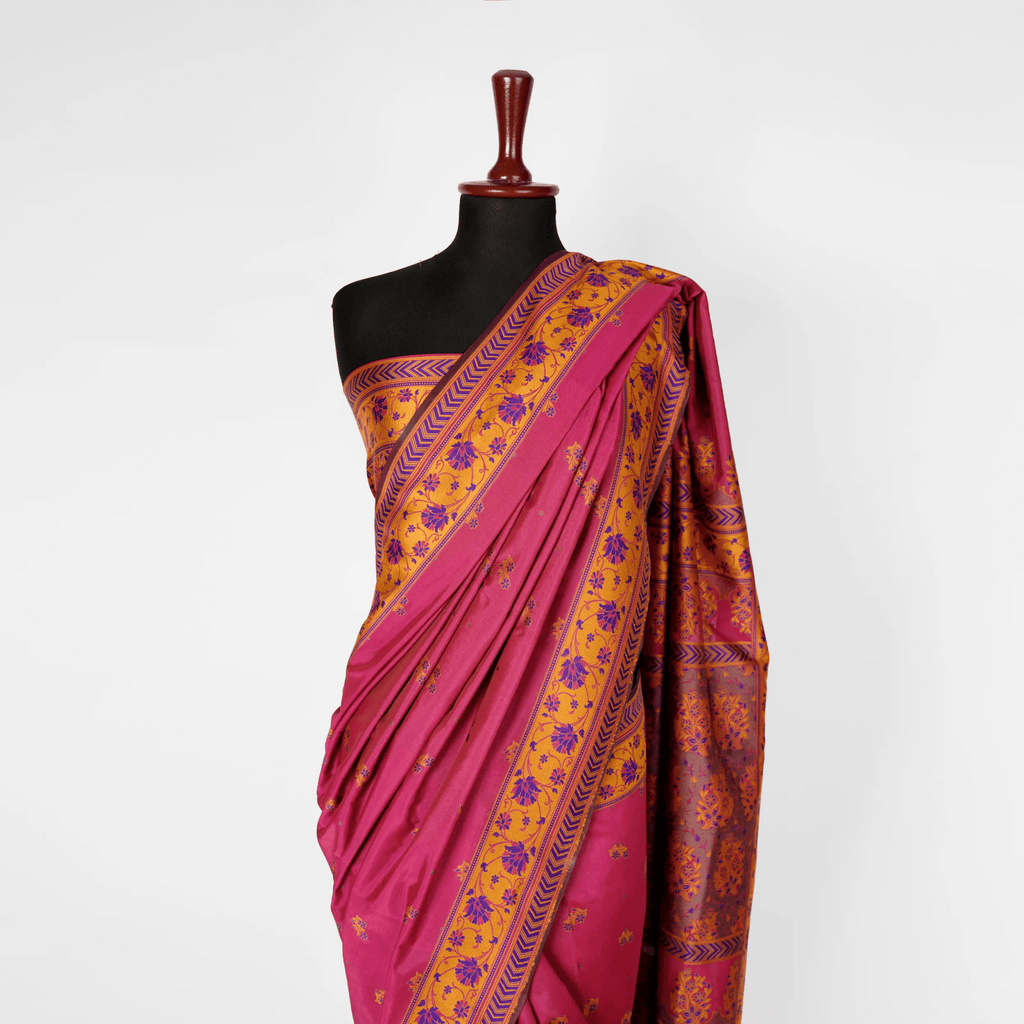'Gulabiya' – Floral Buti & Floral Border Saree - Zahra Maham