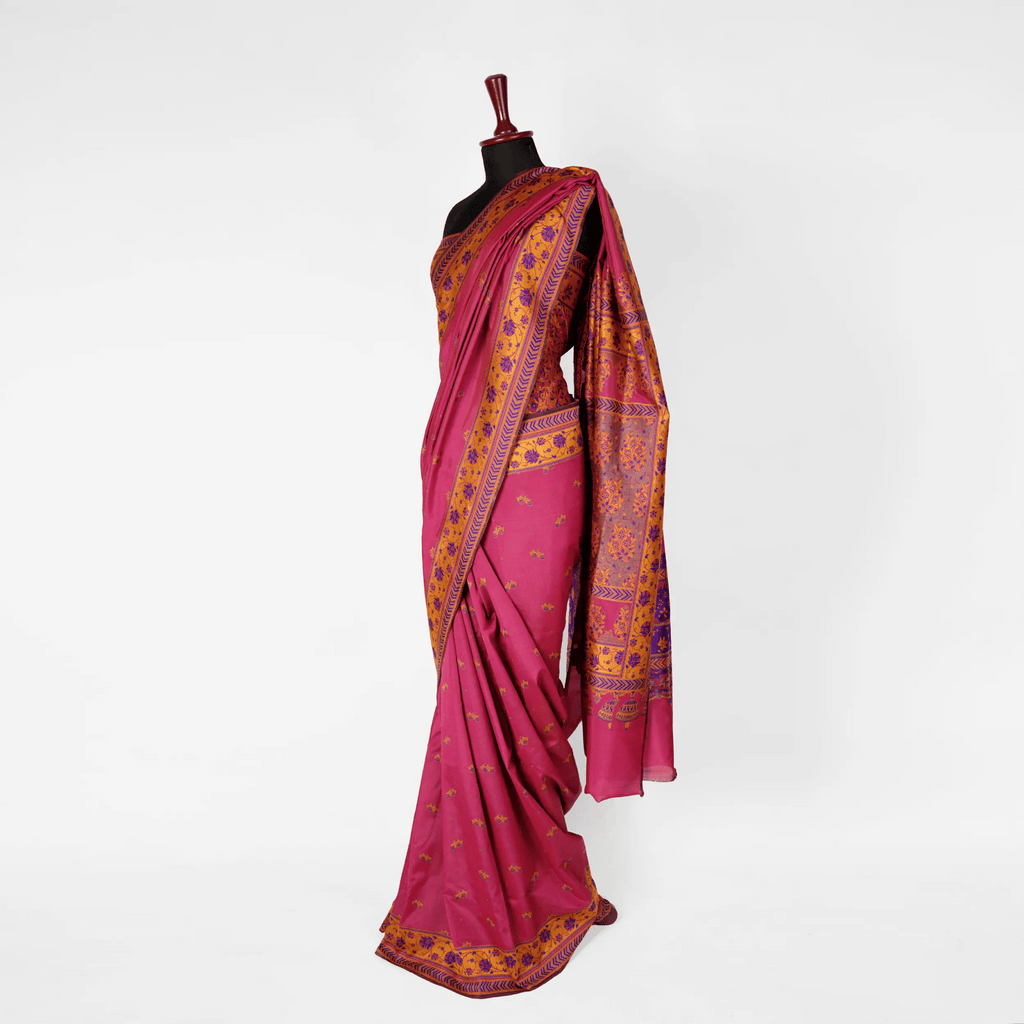 'Gulabiya' – Floral Buti & Floral Border Saree - Zahra Maham
