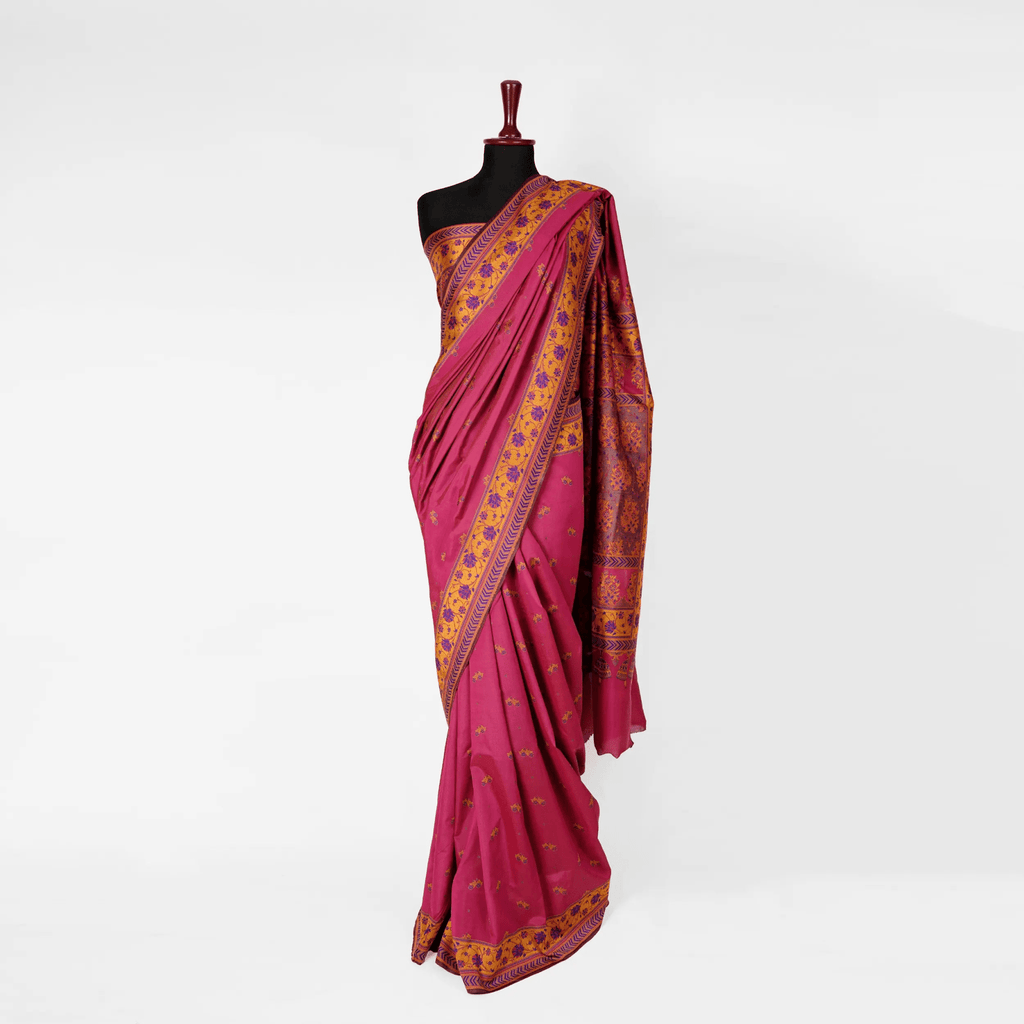'Gulabiya' – Floral Buti & Floral Border Saree - Zahra Maham