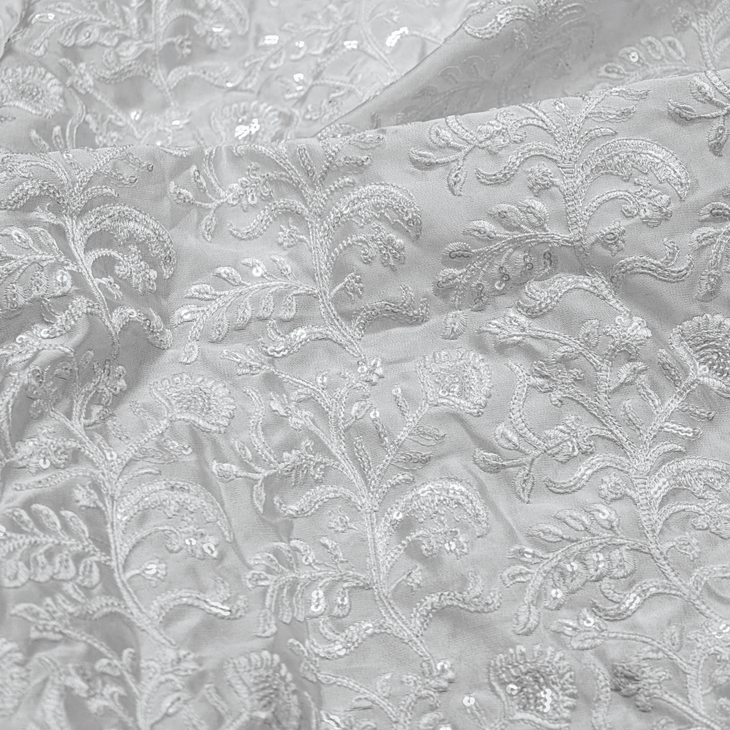GulAyna Élan – Floral Jaal Embroidered Sheesha Silk - Zahra Maham
