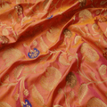 Gulbadan – Pure Indian Katan (Dual Tone | Floral Pattern | 4-Color Thread | Golden Zari) - Zahra Maham