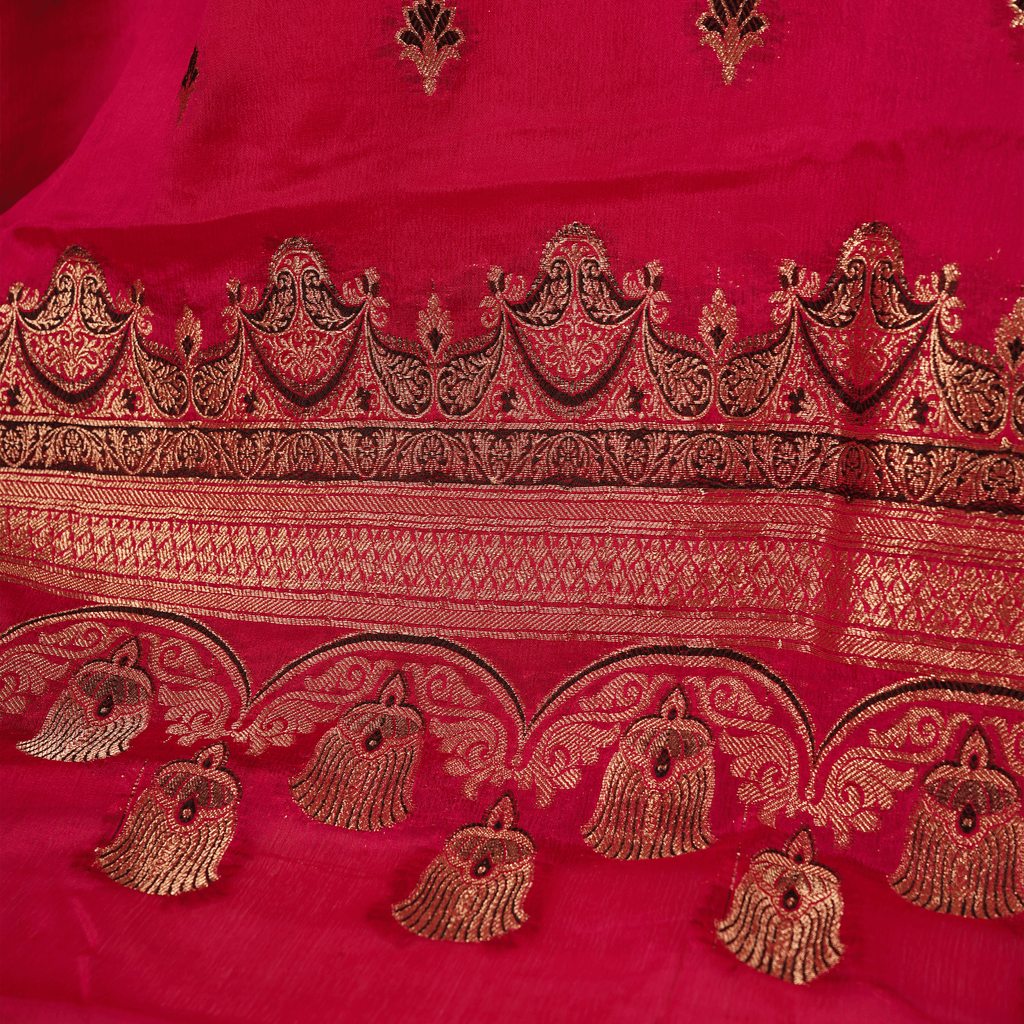 Gulbarg-e-Naz – Pure Katan Chiffon Floral Buti Shawl - Zahra Maham