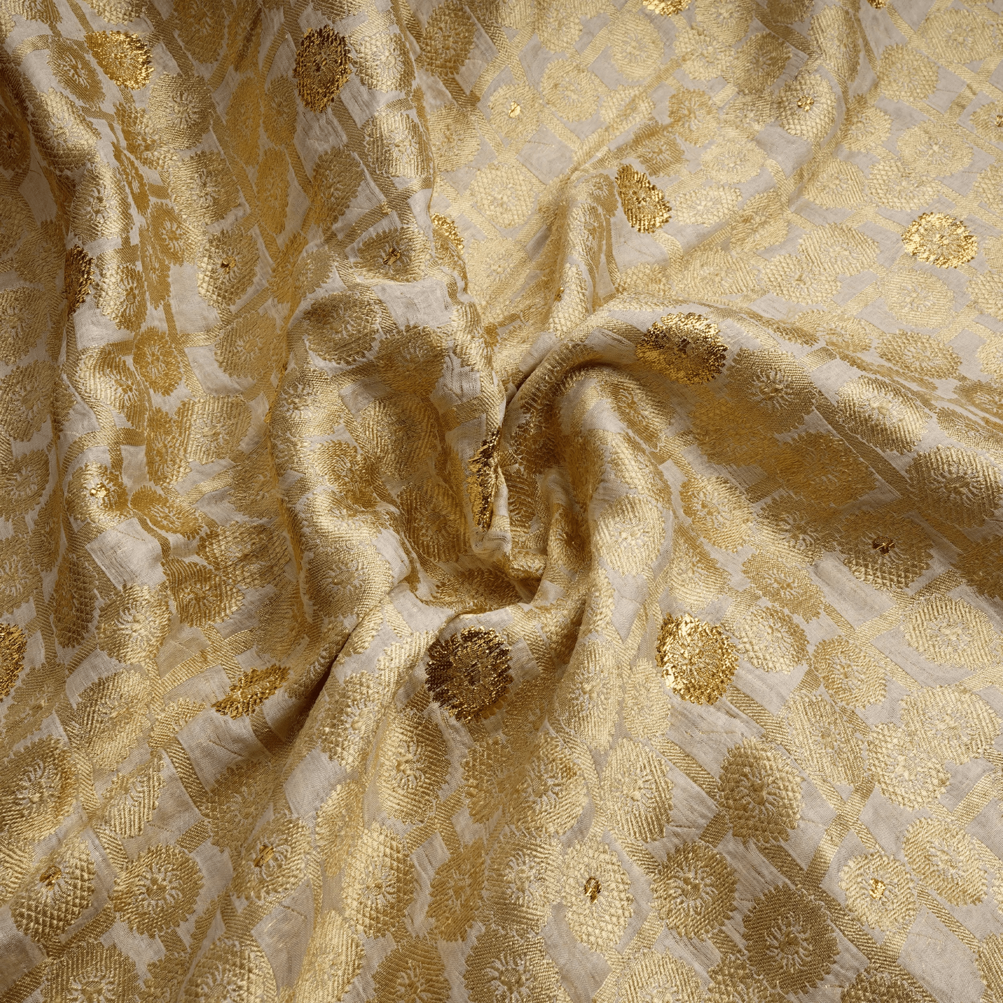 Guldaan – Pure Chiffon Atlas with Box & Round Floral Zari Work - Zahra Maham