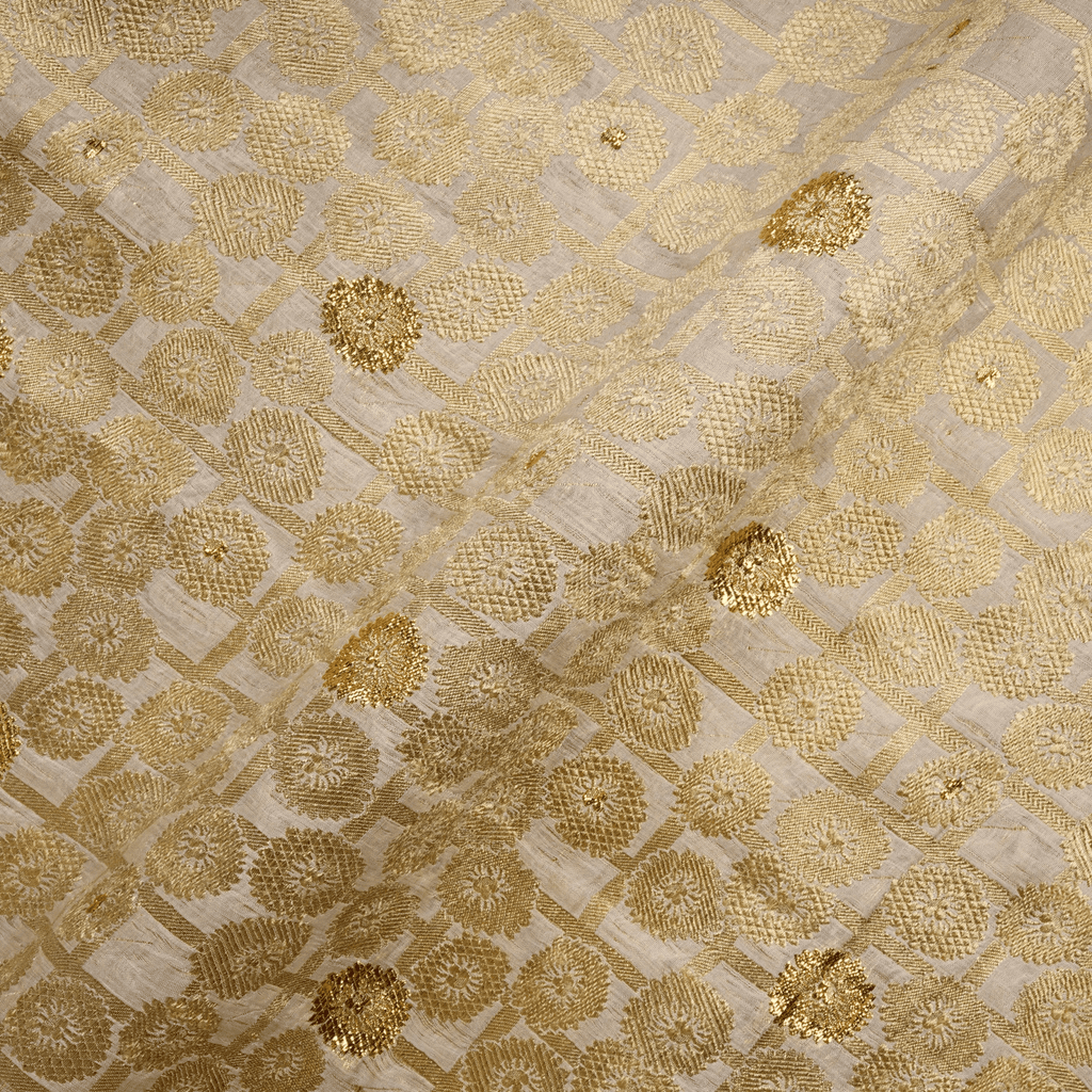 Guldaan – Pure Chiffon Atlas with Box & Round Floral Zari Work - Zahra Maham
