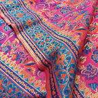 Gulistan – Satin Jamawar with Indigo Floral Borders - Zahra Maham