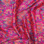Gulistan – Satin Jamawar with Indigo Floral Borders - Zahra Maham