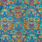 Gulistan – Satin Jamawar with Indigo Floral Borders - Zahra Maham