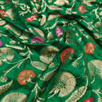 Guljaal-e-Khaalis (Dark Green) – Pure Katan Silk Floral Jaal - Zahra Maham