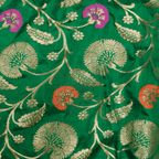 Guljaal-e-Khaalis (Dark Green) – Pure Katan Silk Floral Jaal - Zahra Maham