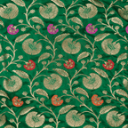 Guljaal-e-Khaalis (Dark Green) – Pure Katan Silk Floral Jaal - Zahra Maham
