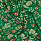 Guljaal-e-Khaalis (Dark Green) – Pure Katan Silk Floral Jaal - Zahra Maham