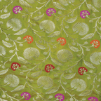 Guljaal-e-Khaalis (Green) – Pure Katan Silk Floral Jaal - Zahra Maham