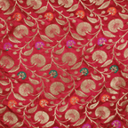 Guljaal-e-Khaalis (Red) – Pure Katan Silk Floral Jaal - Zahra Maham