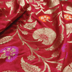 Guljaal-e-Khaalis (Red) – Pure Katan Silk Floral Jaal - Zahra Maham