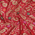 Guljaal-e-Khaalis (Red) – Pure Katan Silk Floral Jaal - Zahra Maham
