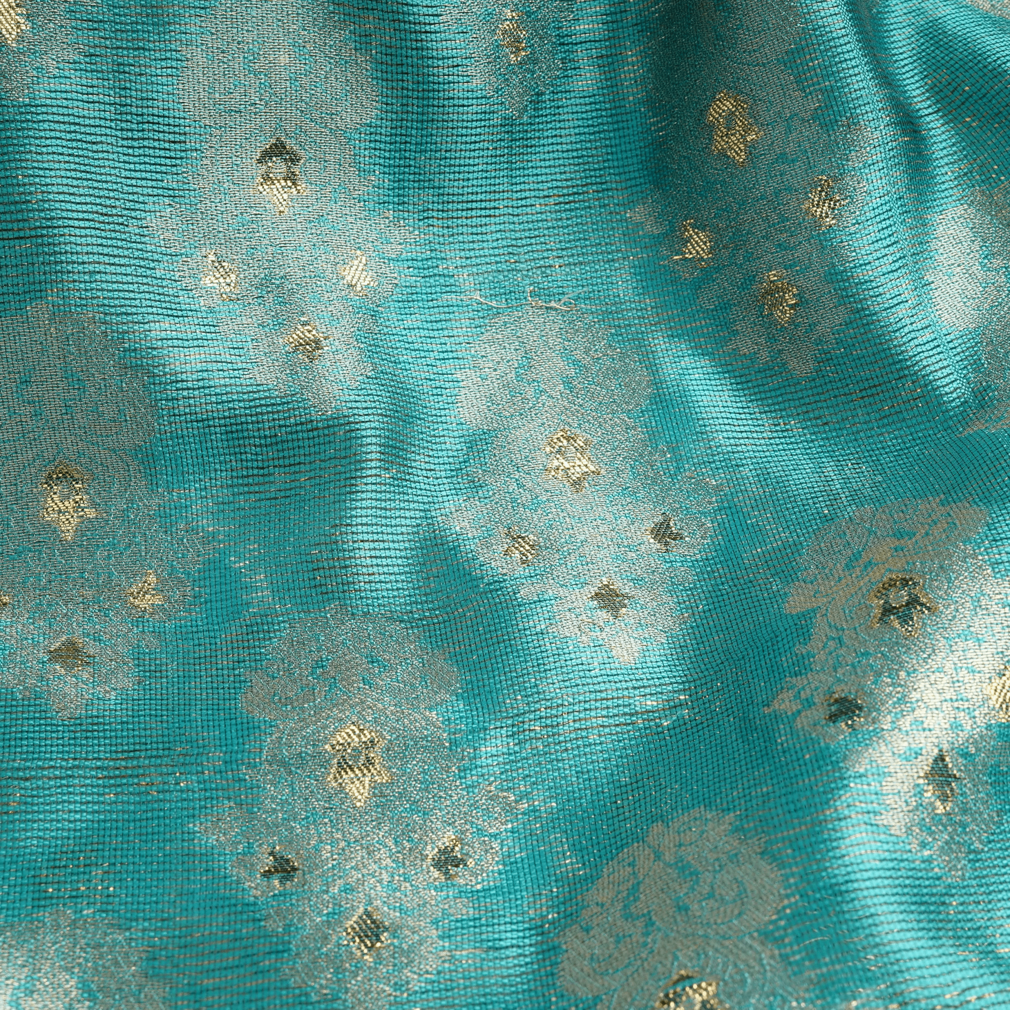 Gulnaar – Loom Net Fabric with Golden Zari Bunch - Zahra Maham