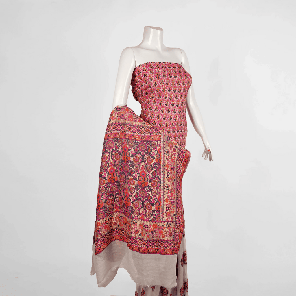 'Gulpash' Chiffon Kamkhwab Saree - Zahra Maham