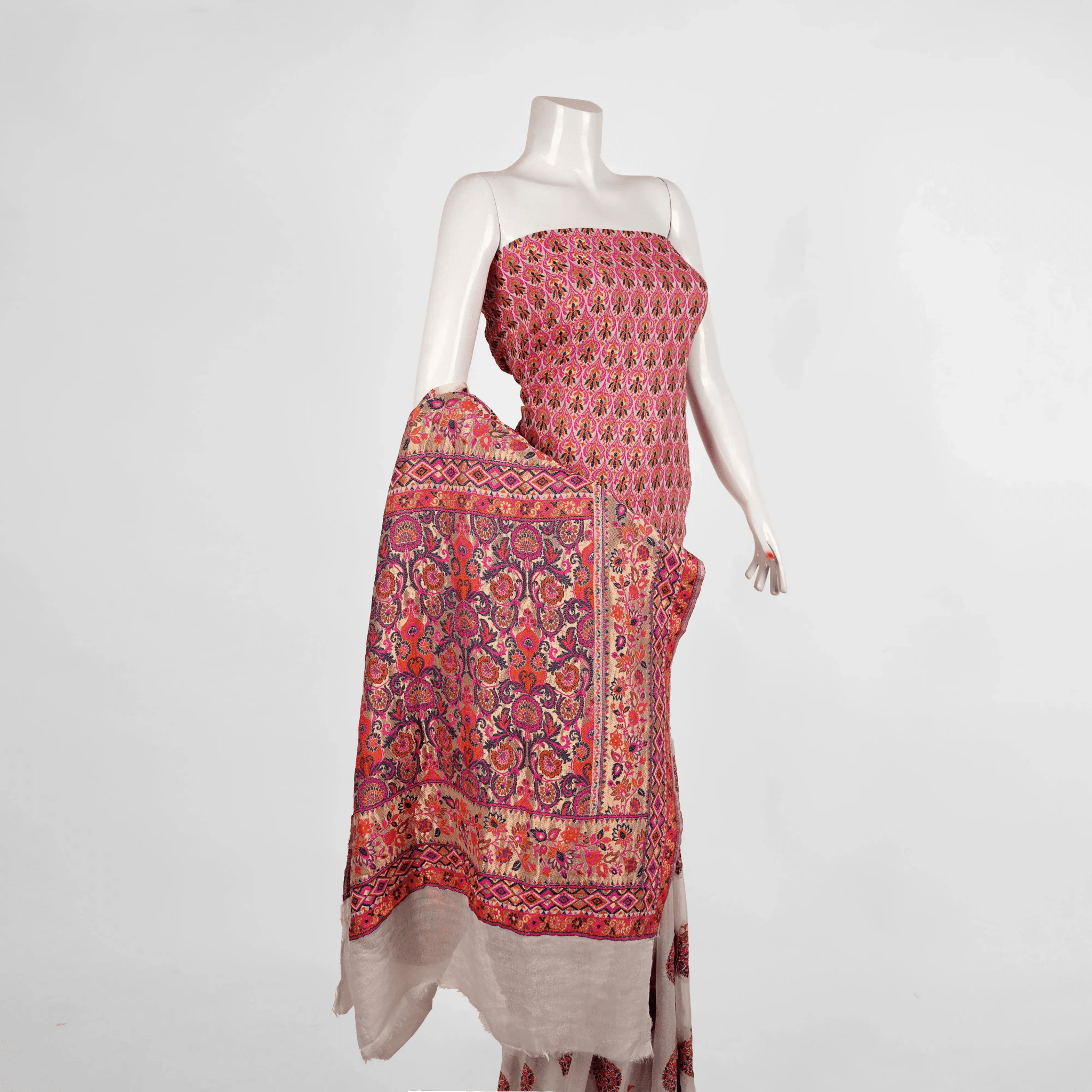 'Gulpash' Chiffon Kamkhwab Saree - Zahra Maham