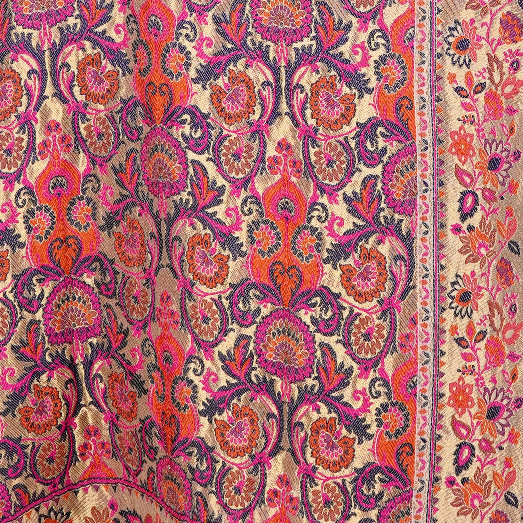 'Gulpash' Chiffon Kamkhwab Saree - Zahra Maham