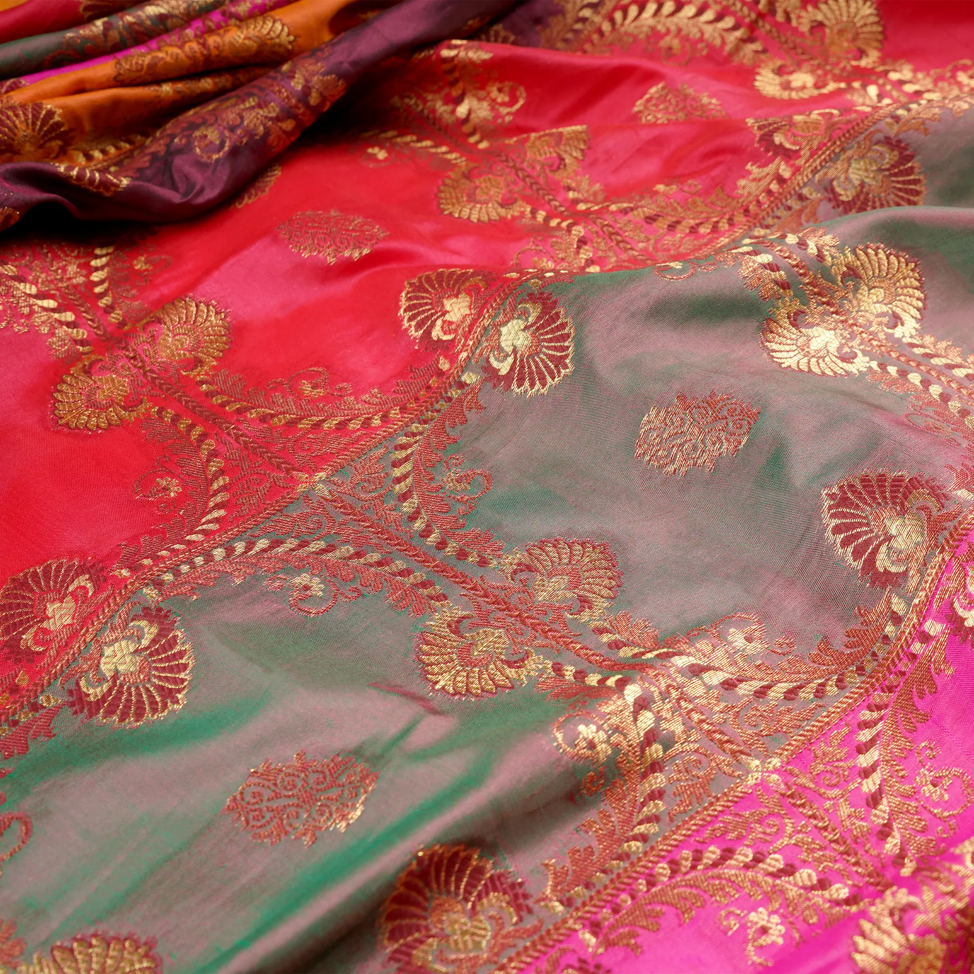 Gulro – Lightweight Katan with Floral Zari Work - Zahra Maham