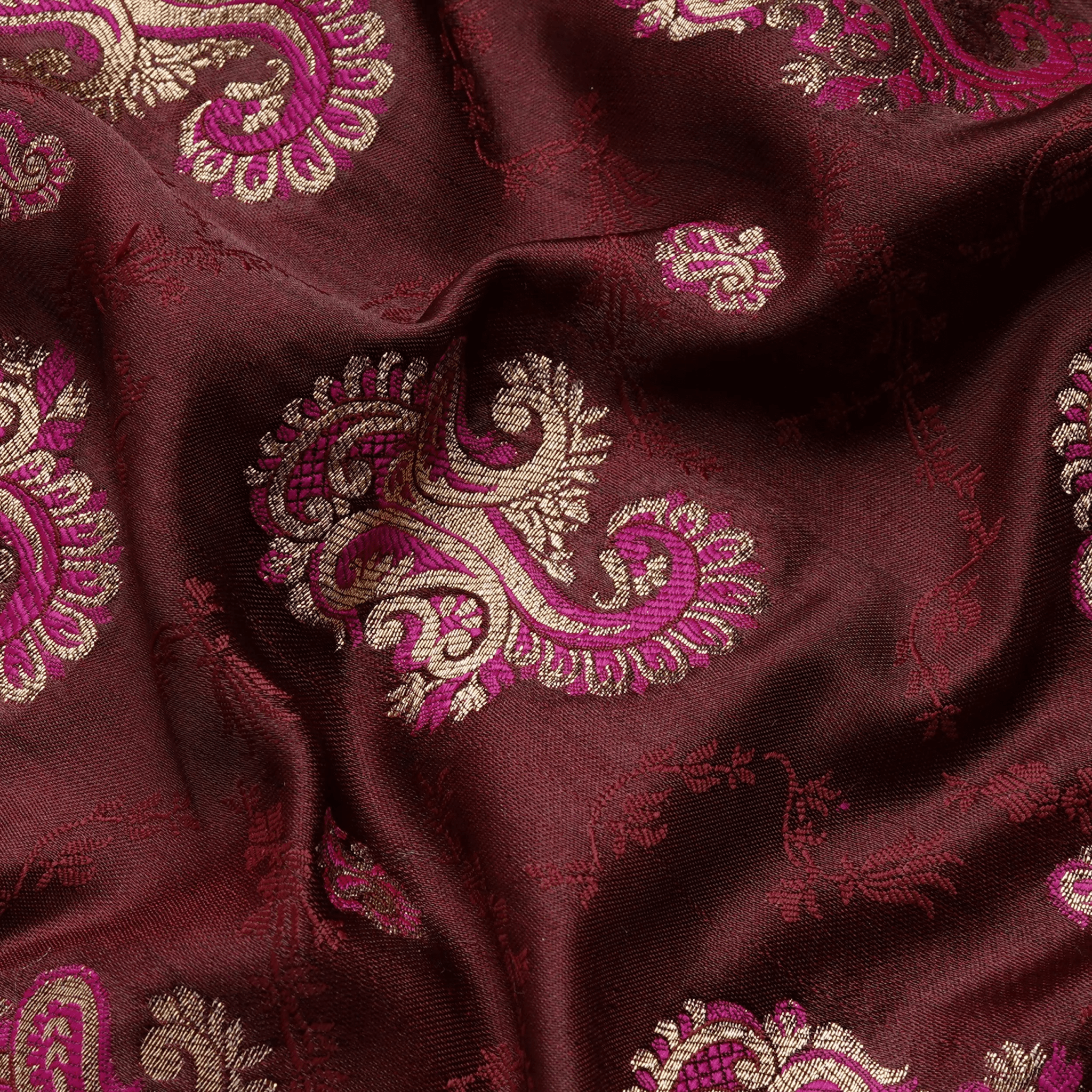 Gulrukh – Satin Jamawar Kamkhwab Fabric with Mughal Art - Zahra Maham