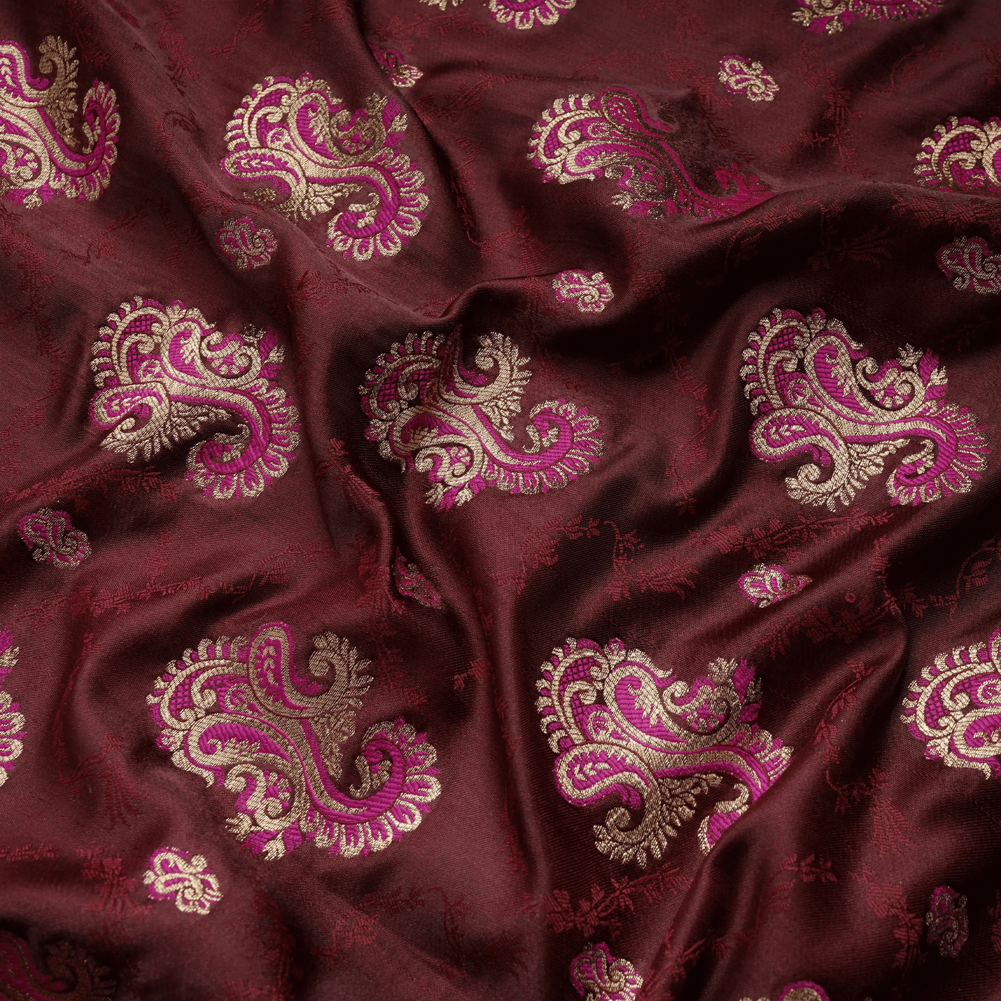 Gulrukh – Satin Jamawar Kamkhwab Fabric with Mughal Art - Zahra Maham