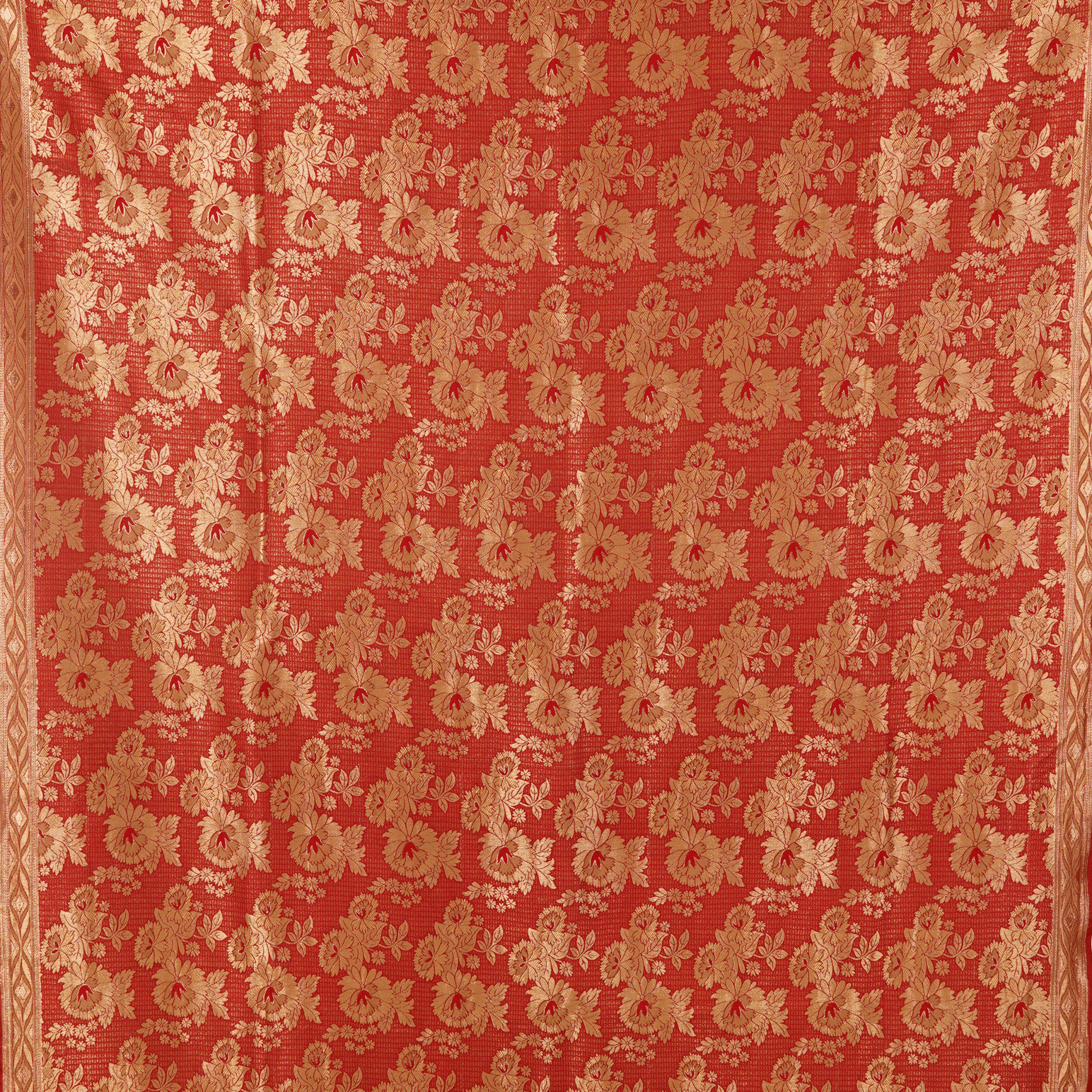 Gulshan-Ara – Pure Katan Floral Shawl with Four-Sided Border - Zahra Maham