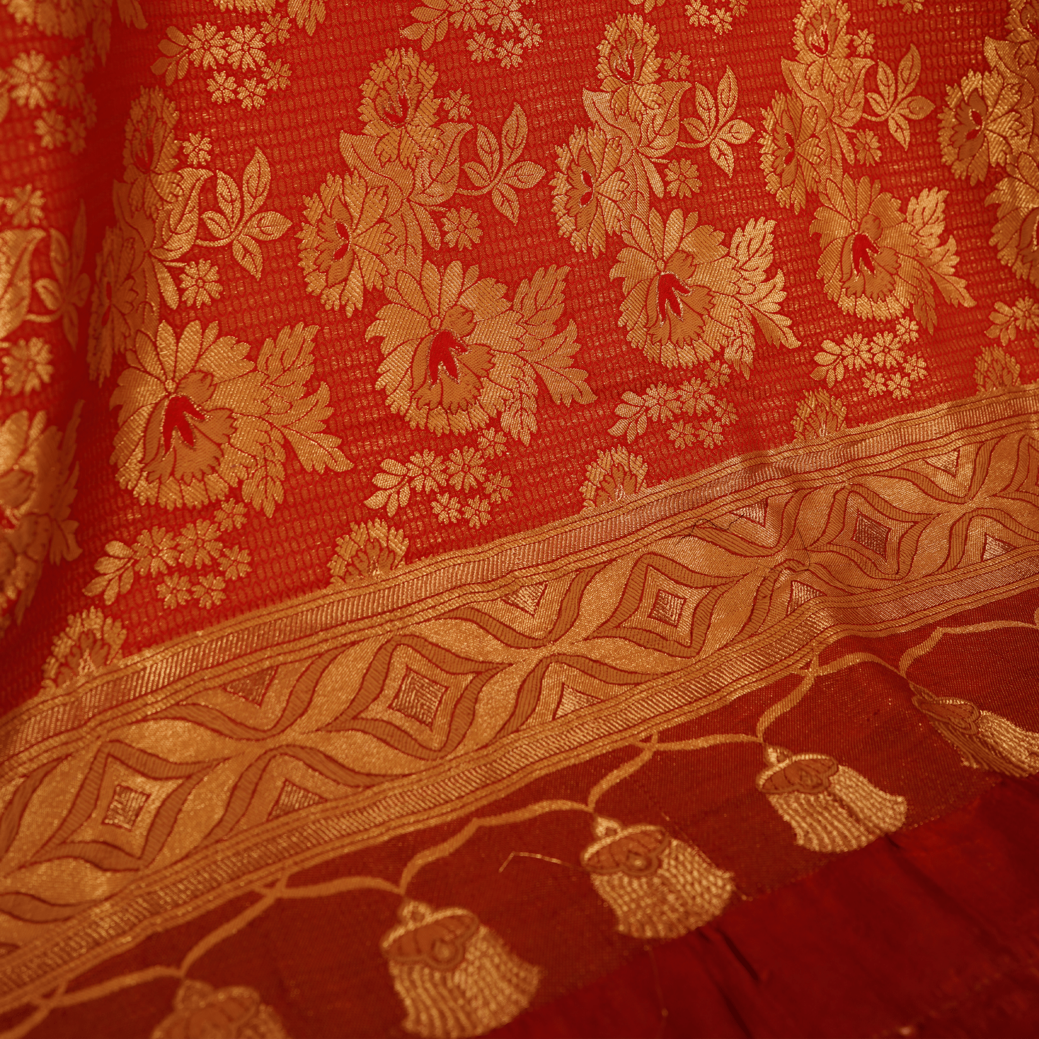 Gulshan-Ara – Pure Katan Floral Shawl with Four-Sided Border - Zahra Maham