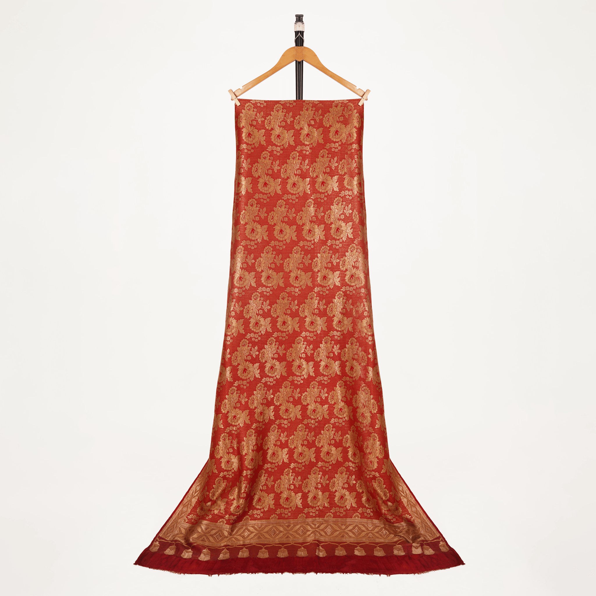 Gulshan-Ara – Pure Katan Floral Shawl with Four-Sided Border - Zahra Maham