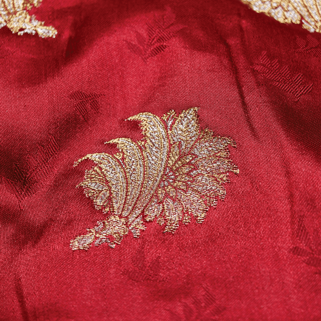 Gulzaar Self Jamawar Katan Satin with Floral Buti - Zahra Maham