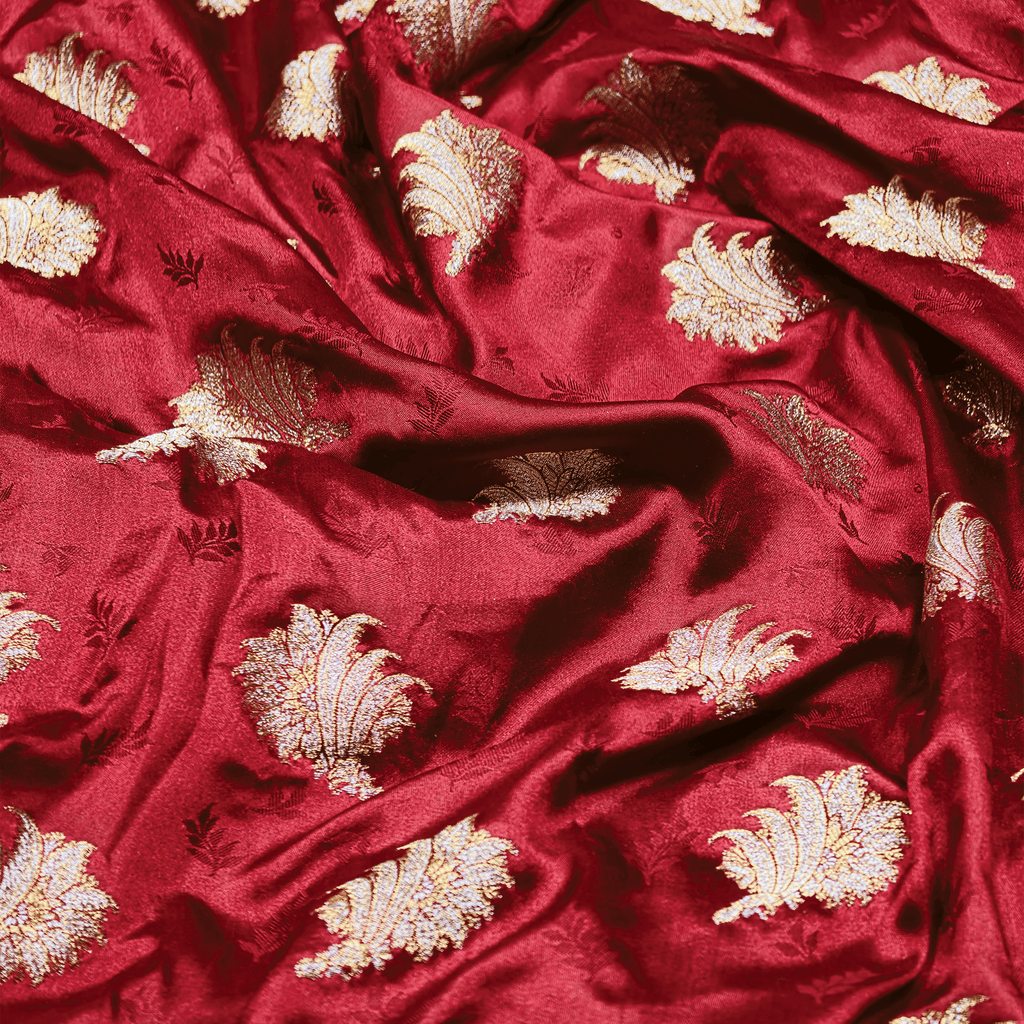 Gulzaar Self Jamawar Katan Satin with Floral Buti - Zahra Maham