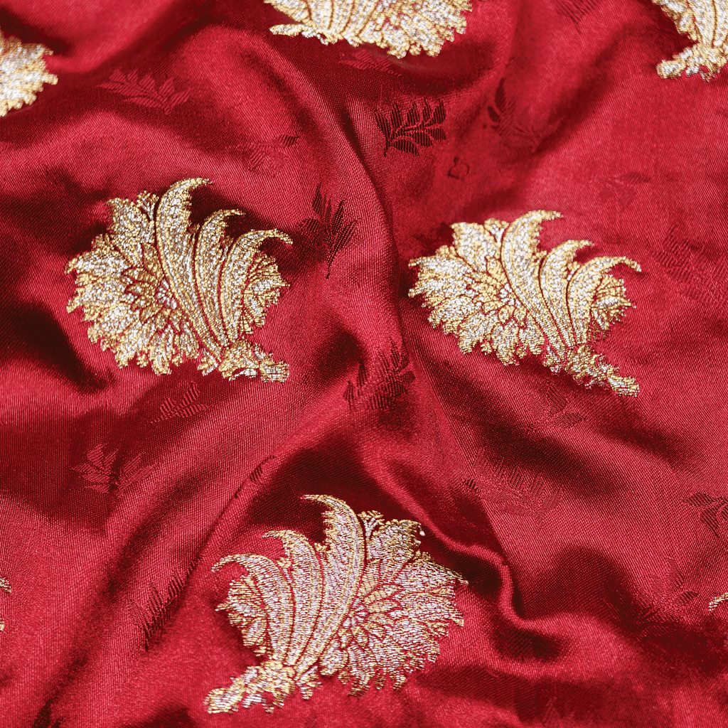 Gulzaar Self Jamawar Katan Satin with Floral Buti - Zahra Maham