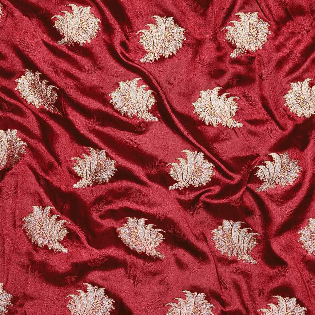 Gulzaar Self Jamawar Katan Satin with Floral Buti - Zahra Maham