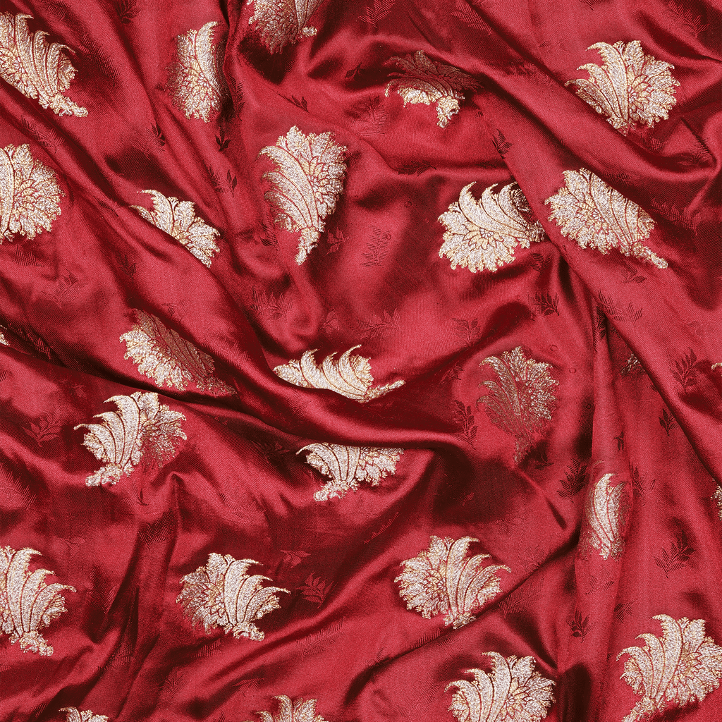 Gulzaar Self Jamawar Katan Satin with Floral Buti - Zahra Maham
