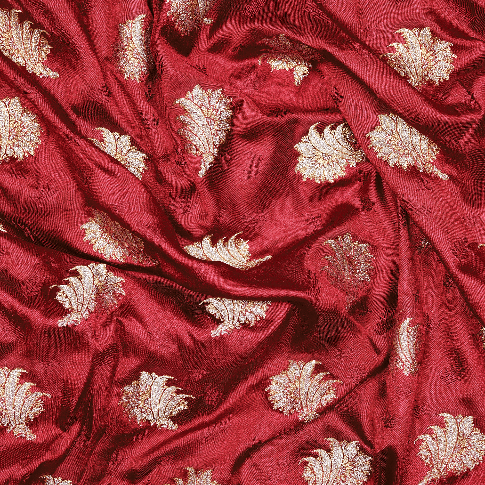 Gulzaar Self Jamawar Katan Satin with Floral Buti - Zahra Maham