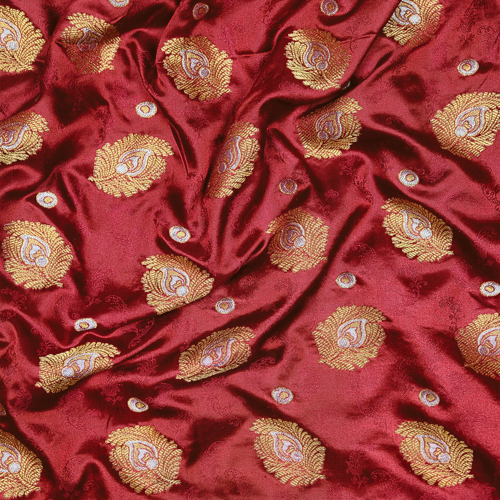 Morjal – Self Jamawar Katan Satin with Peacock Feather Buti
