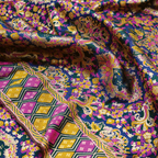 Indigo Jamawar Satin Zarbaft - Zahra Maham