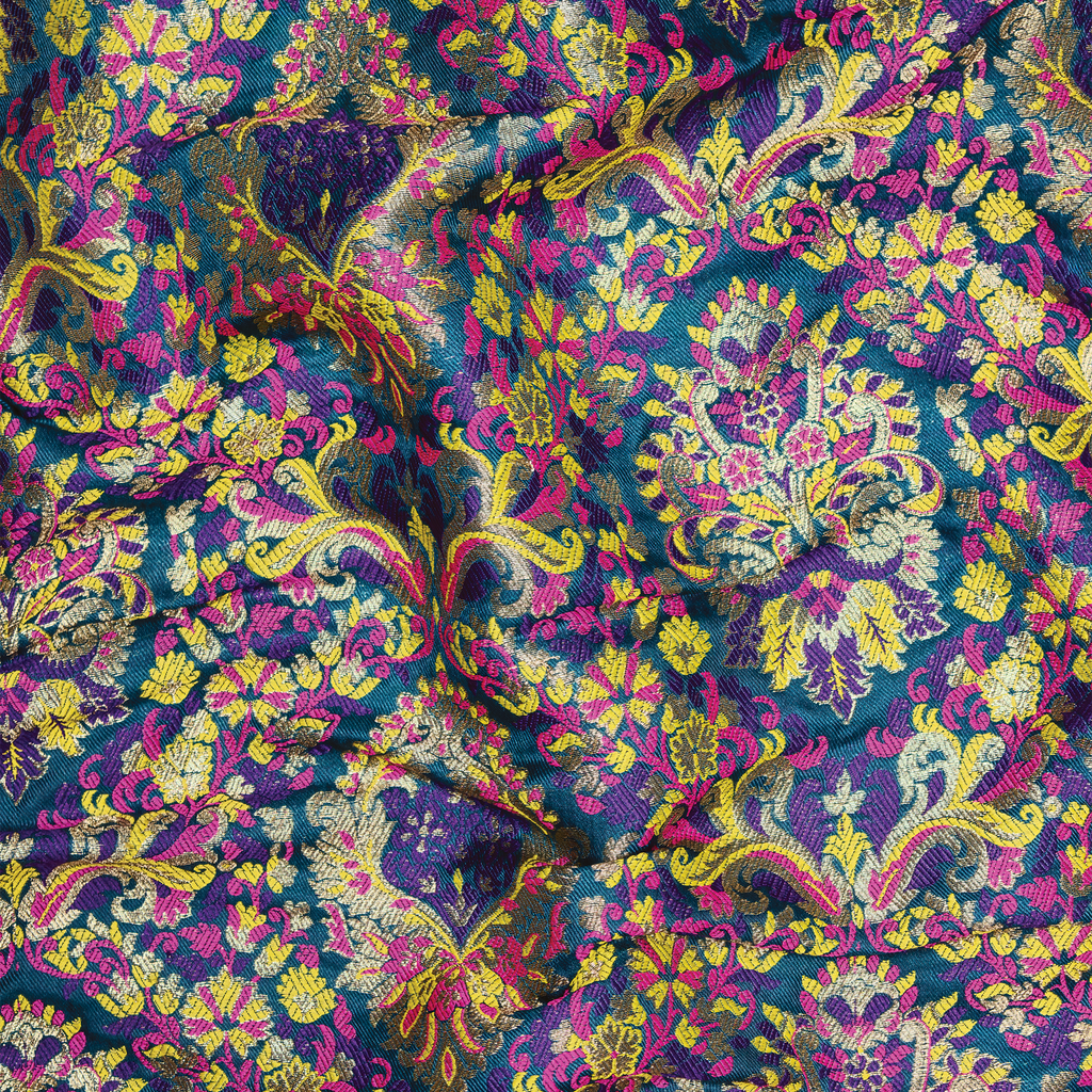 Indigo Jamawar Satin Zarbaft - Zahra Maham