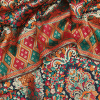 Indigo Jamawar Satin Zarbaft - Zahra Maham