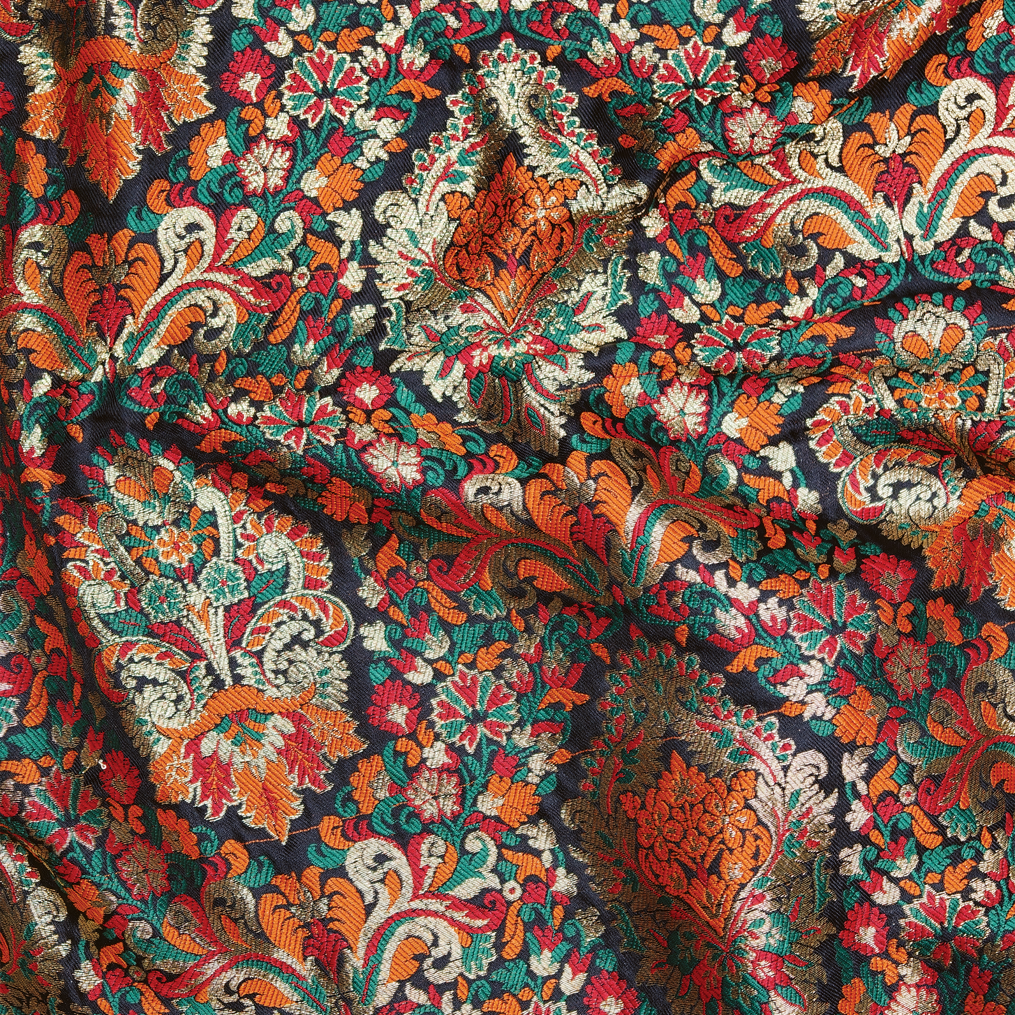 Indigo Jamawar Satin Zarbaft - Zahra Maham