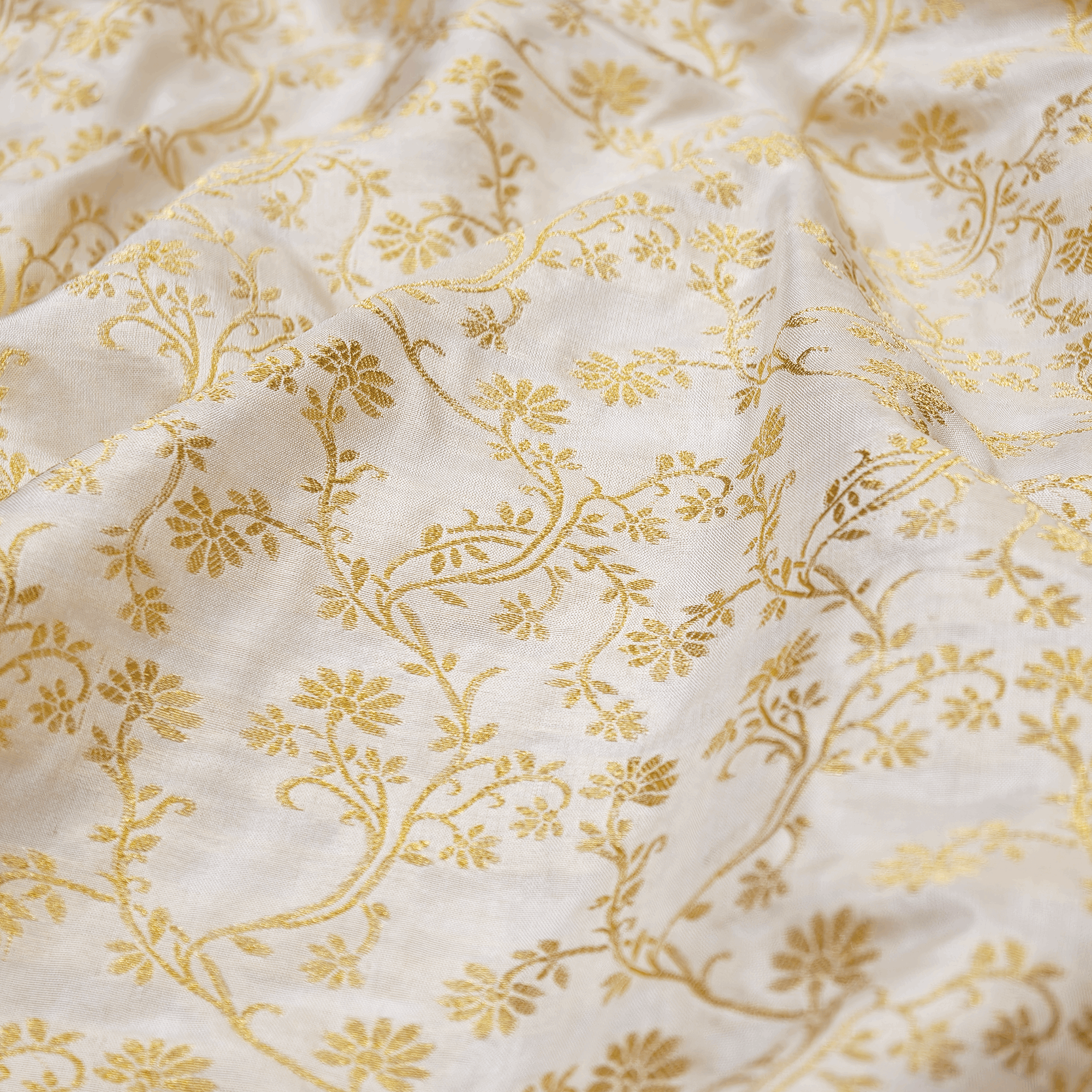 Fleuré Zarafshan – Pure Katan Silk with Floral Jaal