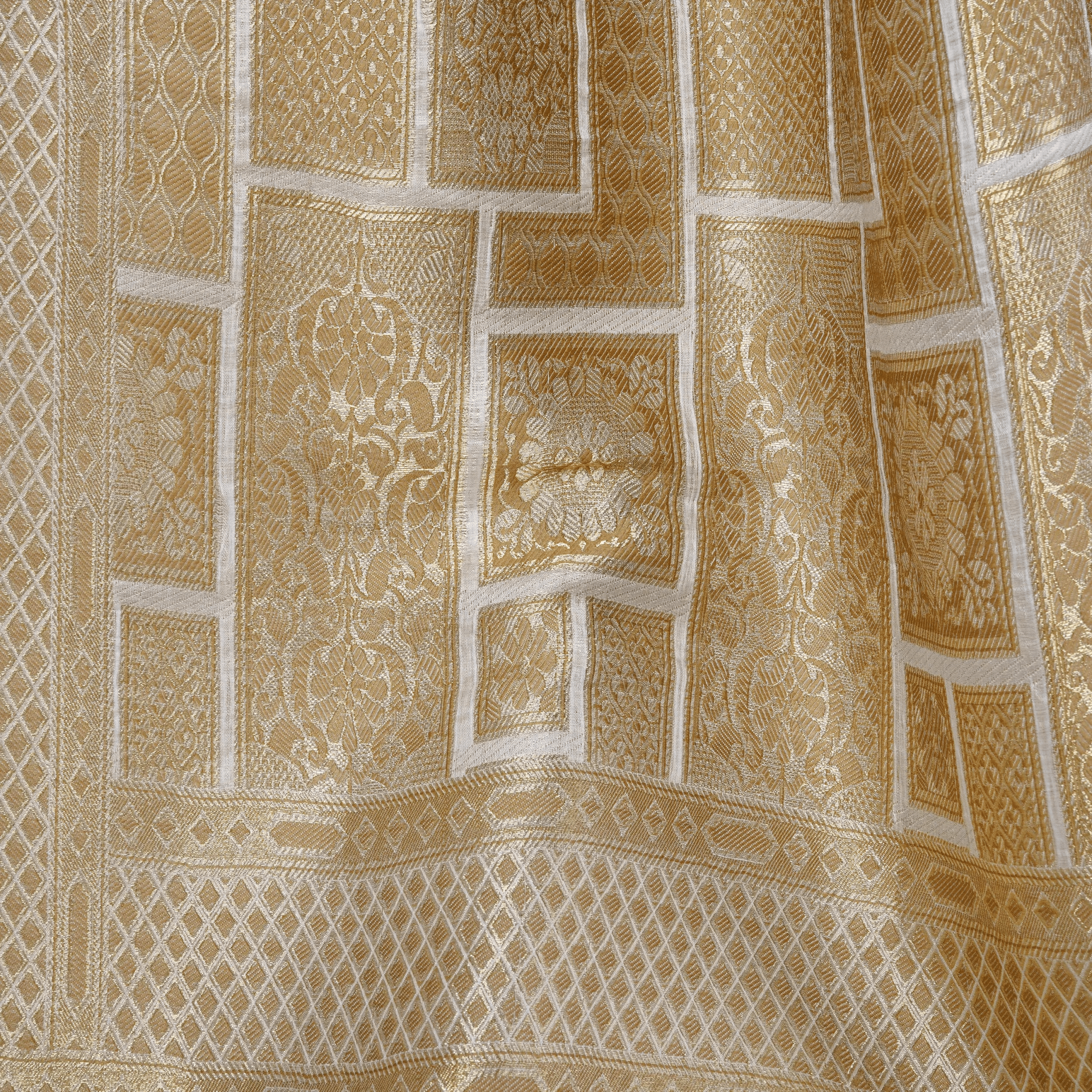 Kaar-e-Nafees – Chiffon Atlas Geometric Shawl - Zahra Maham