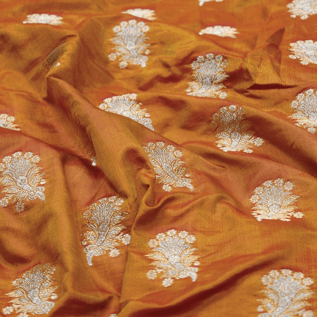 Mehrunisa Fleuristan Katan Silk (Dual Tone Rust)